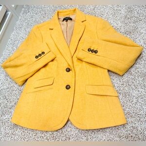 Talbot’s Wool Mustard Yellow Women's Blazer with Crested Button Detail Size 8P